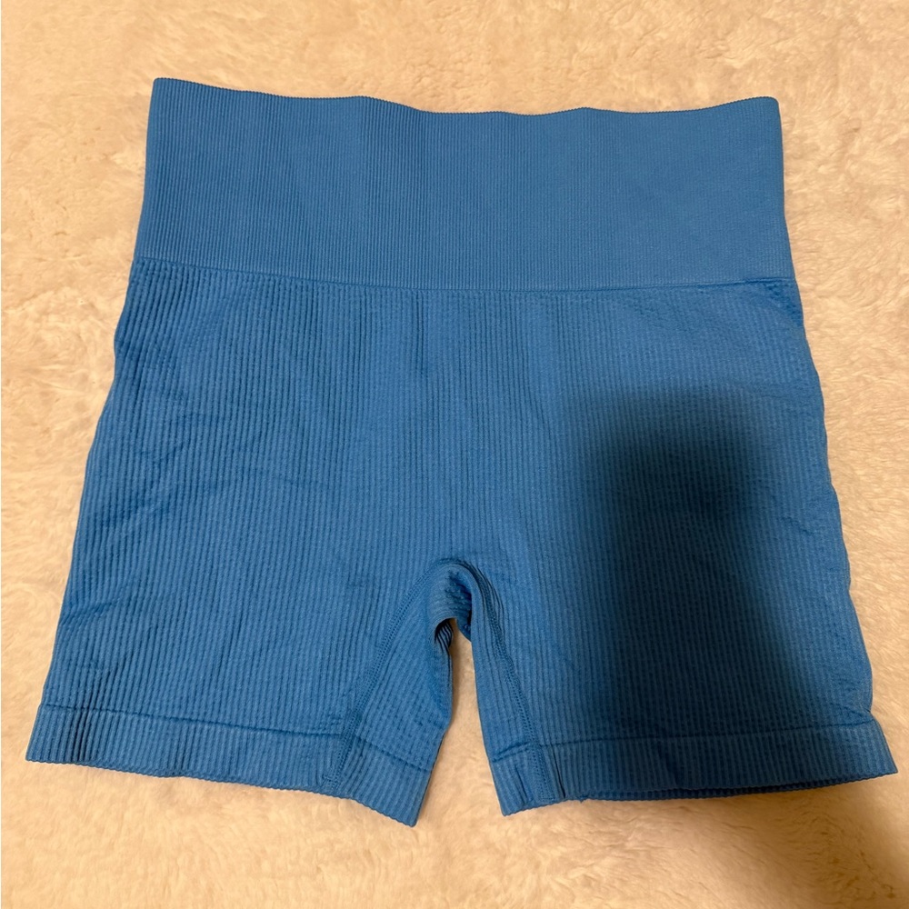 Colsie Blue Ribbed Bike Shorts